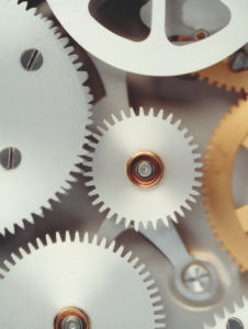 Intricate clockwork gears and springs working together seamlessly within a clock