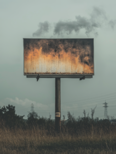 A billboard or poster warning about the dangers of smoking, illustrating public health campaigns against tobacco use