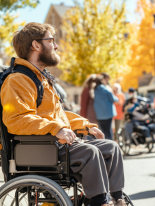 A community event promoting disability awareness, featuring informational booths and activities, emphasizing education and inclusion