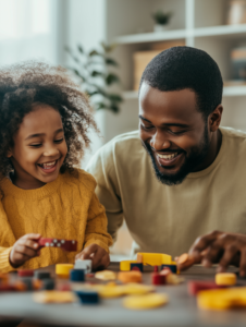 A family spending quality time together, playing games or having a picnic, highlighting the importance of family in lifestyle choices