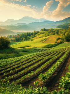 A farm practicing biodynamic agriculture, incorporating ecological principles for sustainable food production