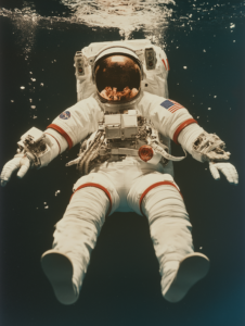 Astronauts undergoing intense training, such as underwater simulations, to prepare for space missions