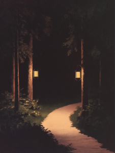 Two lanterns illuminating a single path, symbolizing guidance and the shared journey of closely bonded individuals