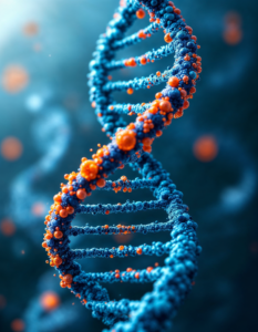 A DNA double helix, showcasing the complex structure that carries the genetic code of all living things