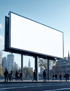 A billboard with augmented reality features, allowing viewers to interact with the advertisement using their smartphones