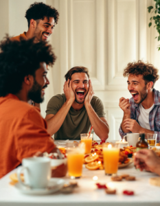 A group of friends playing a party game, creating hilarious memories and fostering social connection