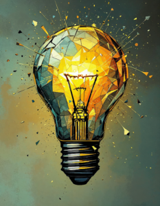 A lightbulb shattering old paradigms and illuminating new possibilities