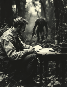 A researcher interviewing witnesses who claim to have encountered a cryptid, documenting their experiences