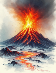 A volcano erupting, releasing pent-up anger and frustration