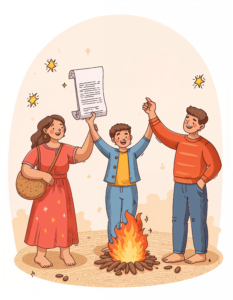 Family celebrating paying off their mortgage and burning the mortgage papers, captures the joy and relief of achieving homeownership