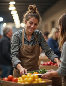 Person volunteering at a soup kitchen, helping those in need, highlights the connection between altruism and personal fulfillment