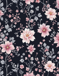 A seamless pattern of intertwining vines and delicate flowers in soft pastel tones