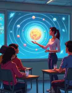 A classroom where teachers use holograms to bring lessons to life