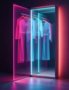 A full-length mirror with a built-in AI stylist that projects outfit suggestions onto the glass